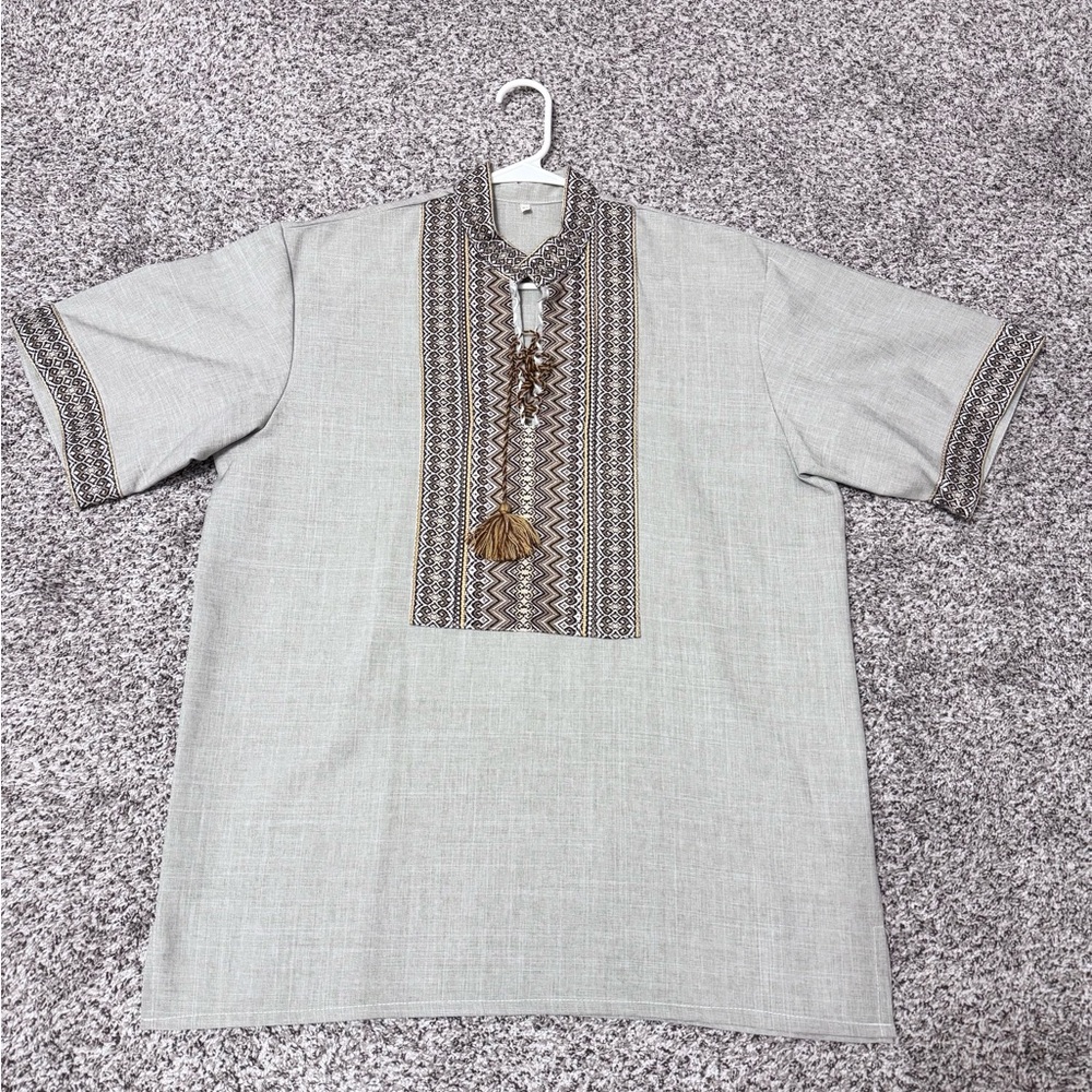 🪶Ukrainian Men’s Embroidered Linen Shirt Size ( 50 / L-XL )